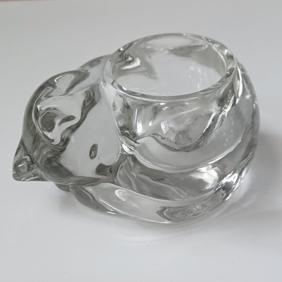 Lot of Two Glass Sleeping Cat Votive Candle Holders Avon and Unknown - Picture 3 of 9